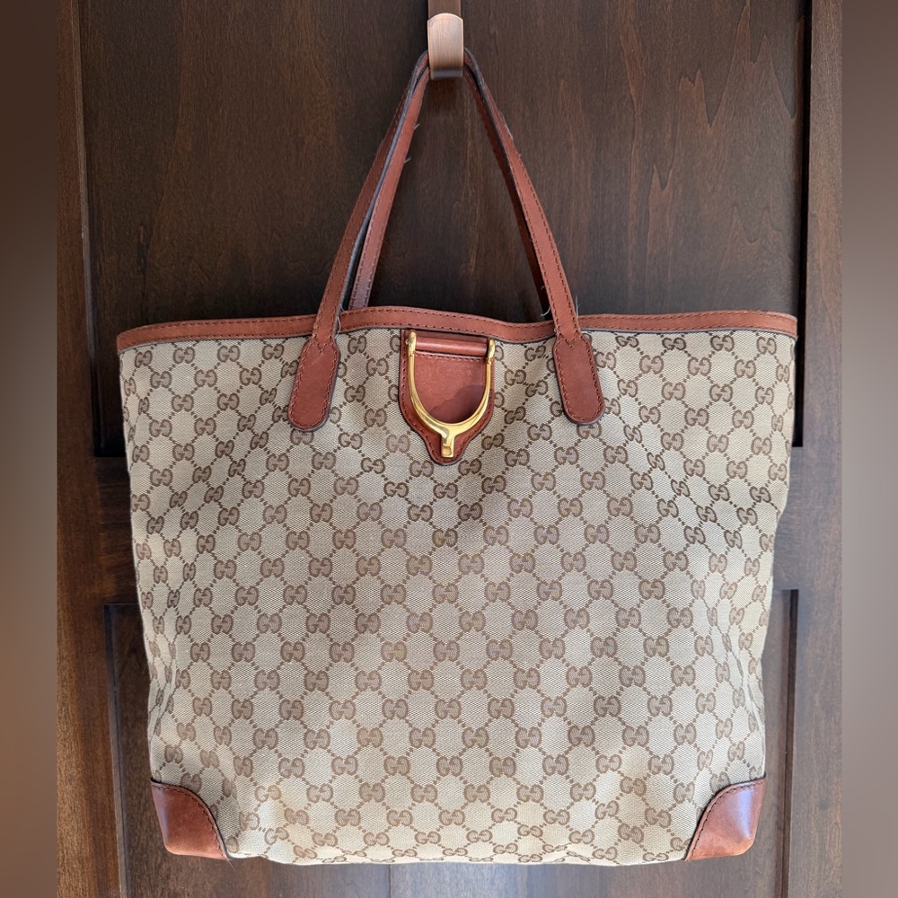 Gucci GG Canvas Stirrup Tote